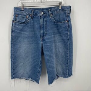 LEVIS 569 Baggy Loose Fit Straight Jean Shorts Blue Denim Mens 33 90s Y2K
